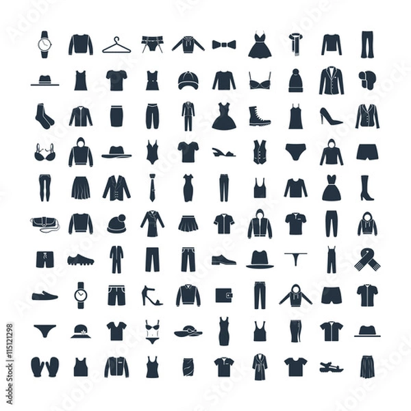 Obraz Clothes 100 icon set on white background