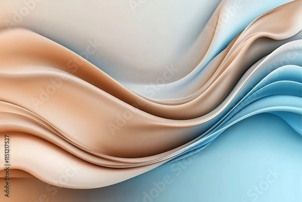 Fototapeta Stunning abstract wavy glass shapes with soft light reflections and flowing curves forming a sleek and futuristic digital background with elegant elements and a aesthetic