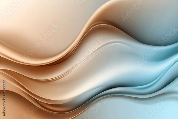 Fototapeta Stunning abstract wavy glass shapes with soft light reflections and flowing curves forming a sleek and futuristic digital background with elegant elements and a aesthetic