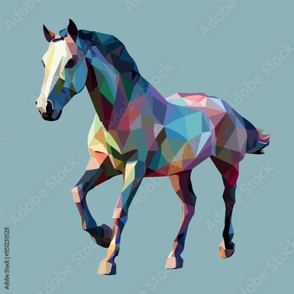 Obraz Colorful Low Poly Horse Vector illustration on isolated background