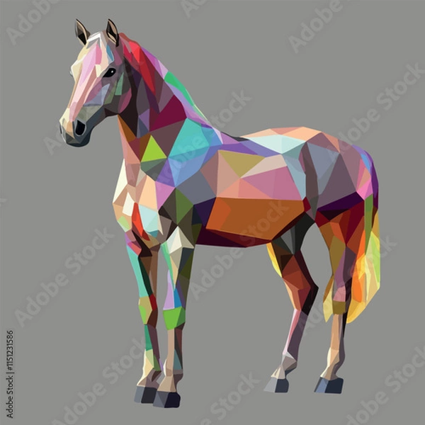 Obraz Colorful Low Poly Horse Vector illustration on isolated background
