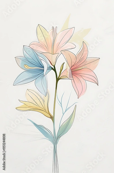 Fototapeta A beautiful vector art illustration of Alstroemerias flowers, showcasing their elegant petals and vibrant colors. Created with generative AI.