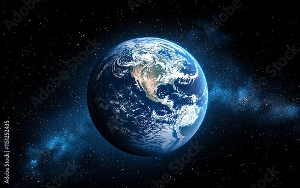 Fototapeta Planet Earth on a techdriven background filled with global data and information, leaving plenty of space for text, logo, or branding