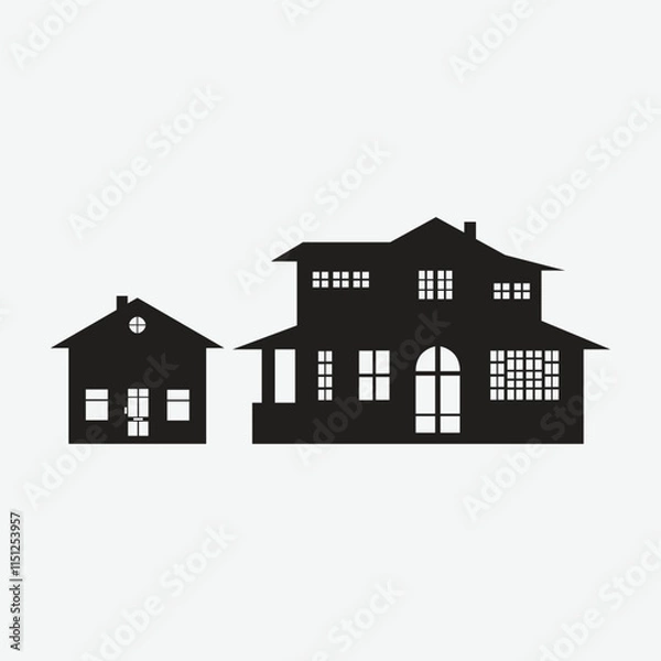 Fototapeta Modern House Silhouettes Set , Architectural Vector Designs.
