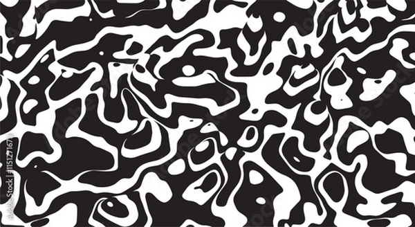 Fototapeta Trippy organic shape Waves Ripple Pattern black and white retro wave pattern reminding optical illusions