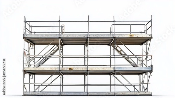 Obraz Steel ladder on construction site with white background