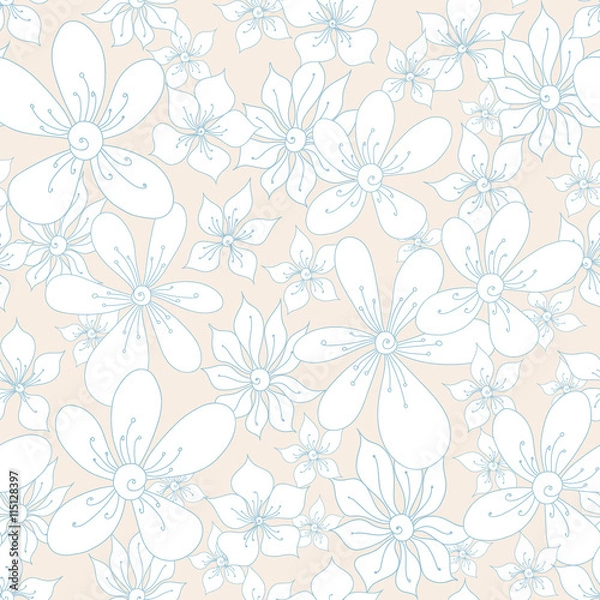 Fototapeta Floral seamless pattern. Vector background with flowers.