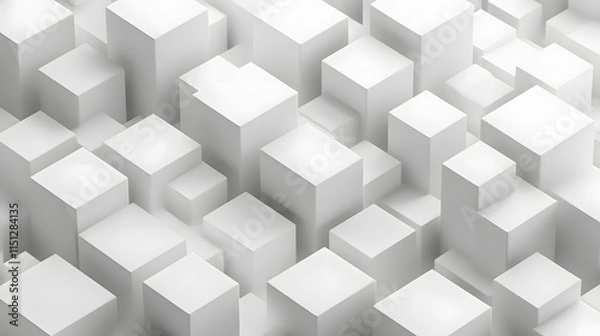 Fototapeta Abstract view of white geometric shapes resembling a modern cityscape in a minimalistic style