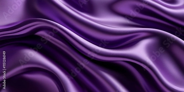 Obraz Elegant violet purple satin silk fabric showcases a beautiful smooth texture with wavy patterns. This luxurious cloth creates an exquisite abstract background for card or banner design, perfect for