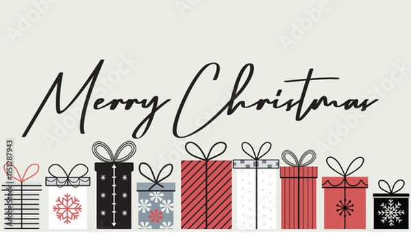 Fototapeta Merry Christmas Minimalist Gift Poster