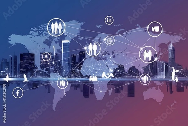 Fototapeta Collaborative World Interconnected Business and Communication