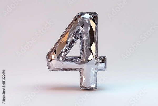 Fototapeta Crystal with gem and diamond  0, 1, 2, 3, 4, 5, 6, 7, 8, 9. luxury number. Party, birthday, celebrate anniversary and wedding. Realistic design elements.
