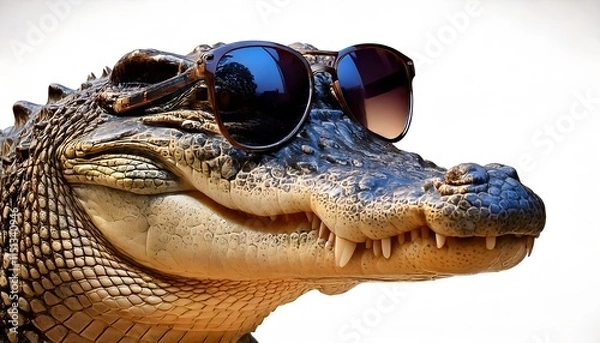 Obraz Crocodile wearing sunglasses and posing, showcasing personality and style, playful touch and fierce demeanor