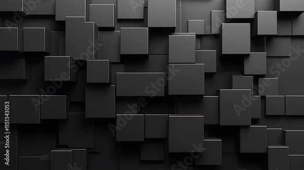Fototapeta Abstract dark gray cube pattern background.