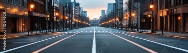 Fototapeta Empty Hiroshima city streets moments before the explosion, nuclear bomb, haunting calm