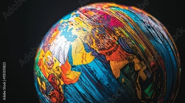Fototapeta A globe with abstract cultural patterns spiraling across it, symbolizing global diversity and interconnectedness. 