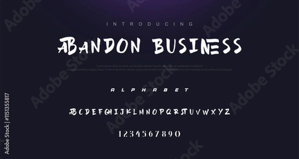 Fototapeta Vector brush style font, alphabet, and typeface