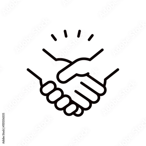 Fototapeta 握手する手のイラスト＿編集可能なラインアイコン