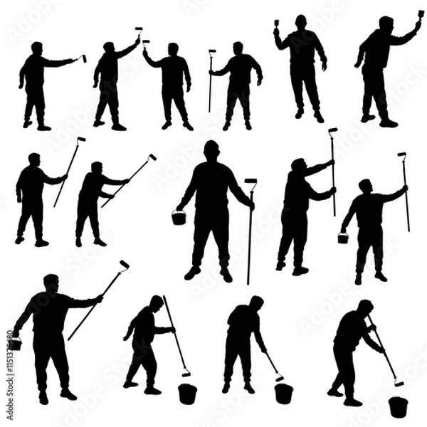 Obraz Wall painter vector silhouettes