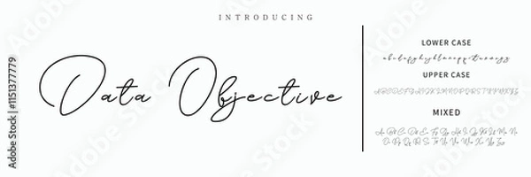 Fototapeta Hand drawn vector alphabet. Modern monoline signature script font. Elegant Signature Font. Best Alphabet Beautiful Calligraphy Signature Font lettering