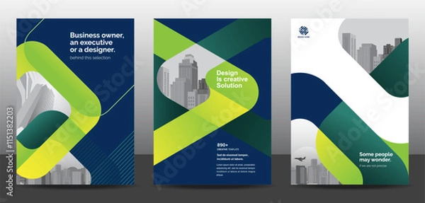 Fototapeta Template vector design for Brochure, AnnualReport, Corporate Presentation, Portfolio, Flyer, layout modern, posters set with grapient shape patterns. Eps10