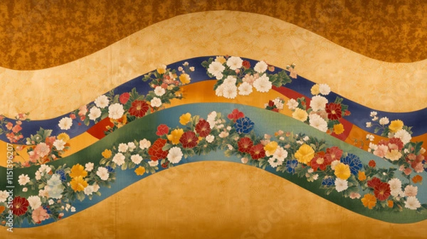 Fototapeta 和柄-波と桜