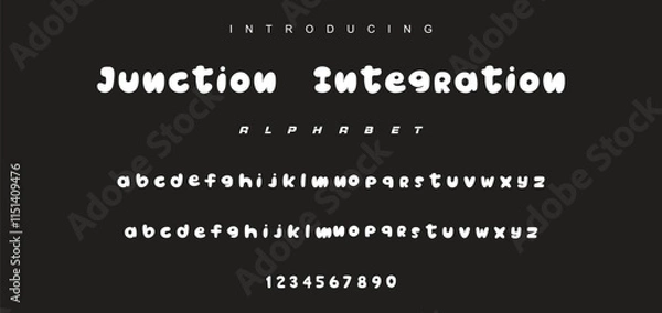 Fototapeta Playful cartoon Font, funky typeface for joyful brings life designs like children's artwork, birthday invitations, playful branding, and carnival typography. Vector typeset