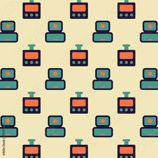 Fototapeta retro pattern radio computer technique classic colors cover design