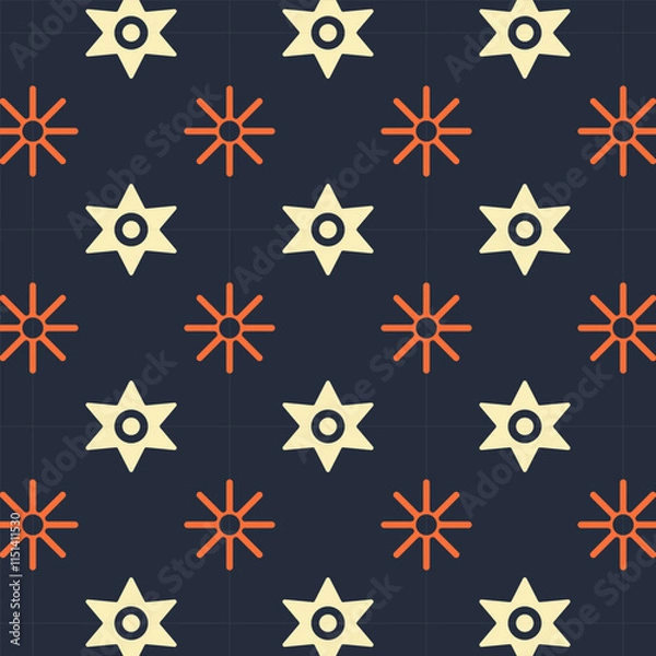 Fototapeta retro pattern stars sun abstract shapes classic colors