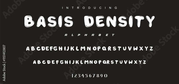 Fototapeta Playful cartoon Font, funky typeface for joyful brings life designs like children's artwork, birthday invitations, playful branding, and carnival typography. Vector typeset