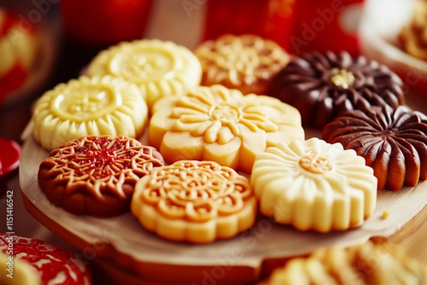 Obraz Chinese new year assorted traditional treats for celebrations. 