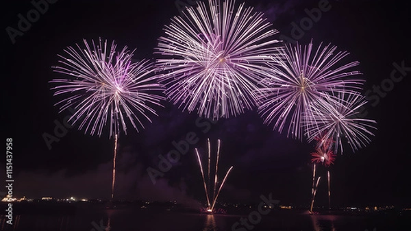 Obraz fireworks over the river