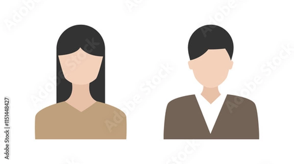Fototapeta People Vector Icons. Two minimalist, faceless Avatars. Woman and Man. Avatars woman and man vector icons. Person vector icon