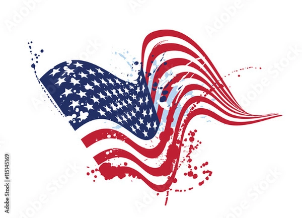 Obraz grunge american flag usa flag isolated on white, textured design