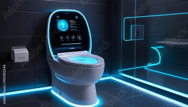 Obraz Modern Smart Toilet with Futuristic Interactive Touchscreen in High-Tech Bathroom
