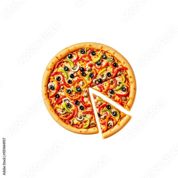 Fototapeta Delicious Veggie Pizza, Ready to Serve isolated on transparent background