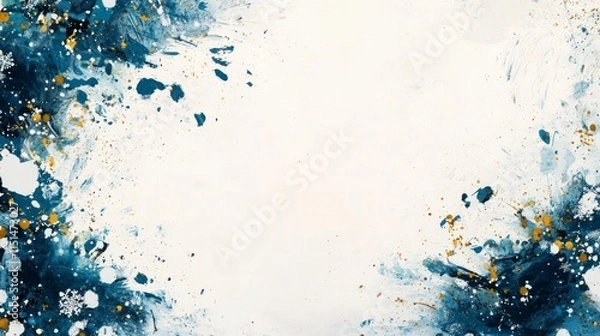 Obraz Abstract Christmas Border with Blue and Gold Accents for Holiday Card Design Featuring Laddawan and Festive Elements