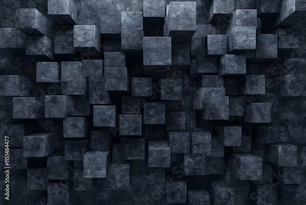 Fototapeta Dark 3D Cube Abstract Background
