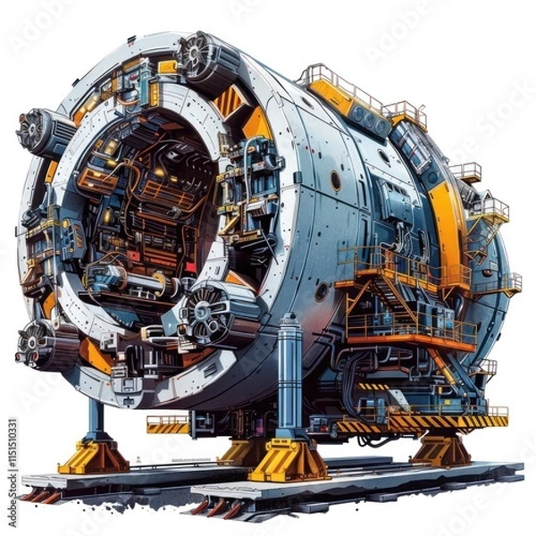 Fototapeta Futuristic Spaceship with Advanced Engineering and Mechanical Design for Space and Science Fiction Concept