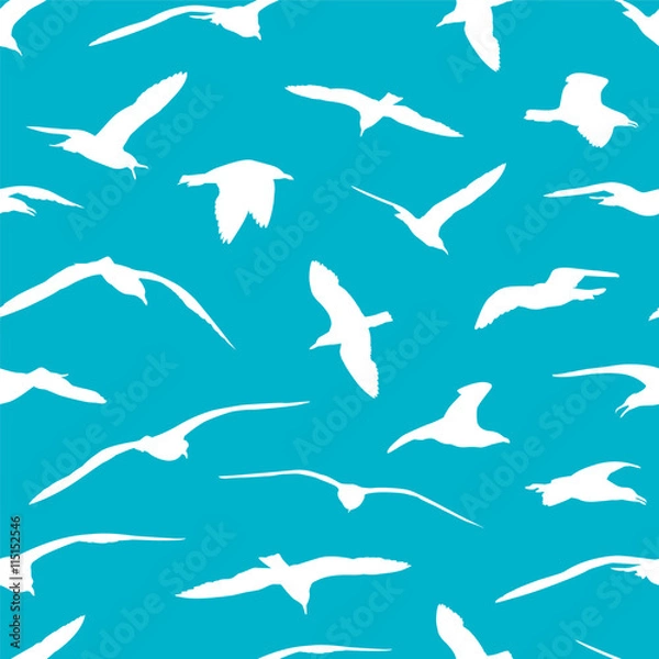 Fototapeta sea gull seamless pattern