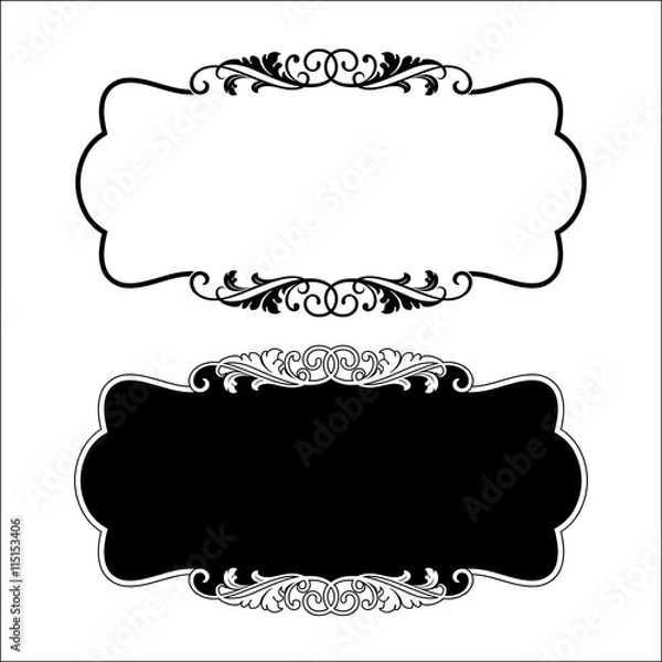 Fototapeta  Vector vintage border frame engraving with retro ornament Vecto