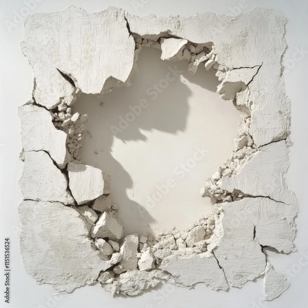 Fototapeta close up of a hole in a white wall