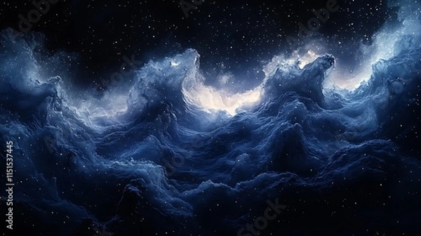 Fototapeta Celestial Waves Crashing Across A Starry Night Sky