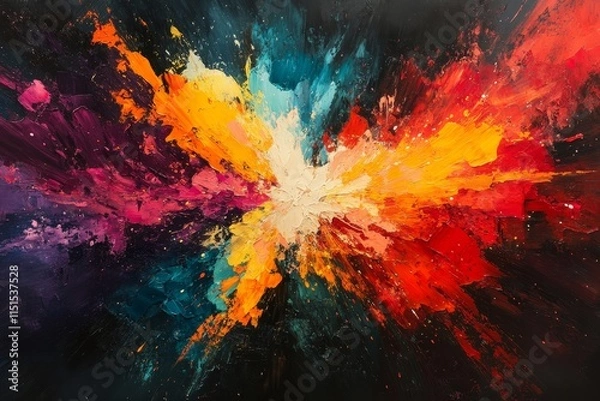 Fototapeta Bold explosive colors creating dynamic abstract bursts. Generative AI