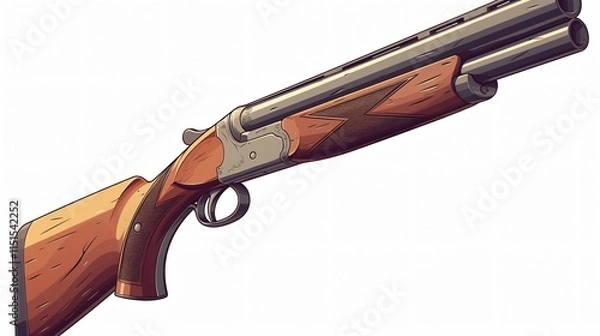 Obraz Hunting Club Logo with Shotgun Cross Icon - Gun Symbol Flat Design