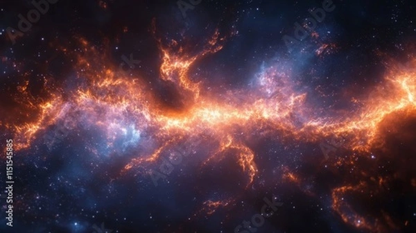 Fototapeta Cosmic abstract scenes with galaxies and glowing nebulae. Generative AI