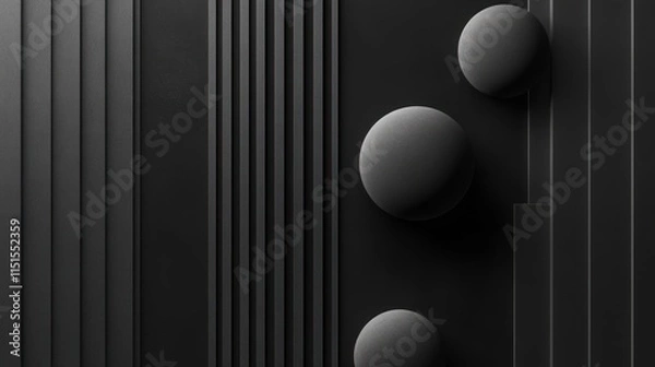 Fototapeta Abstract Dark Monochromatic Sphere and Lines Composition