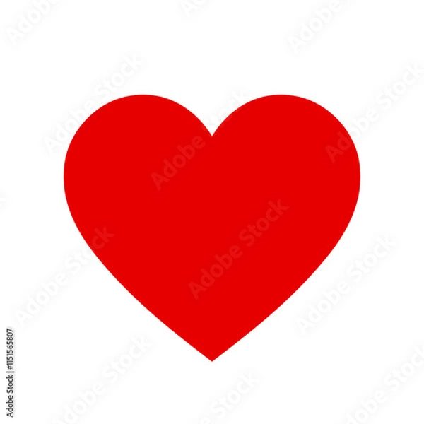 Fototapeta Red Heart Icon. Stylised heart shape isolated on white background.