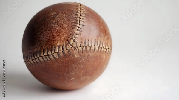 Fototapeta A close-up of a professional sports ball with detailed textures, positioned on a clean white surface 