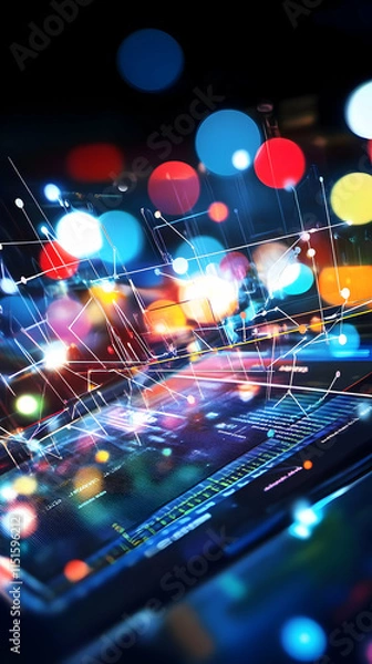 Fototapeta Abstract 3D Digital Network Background